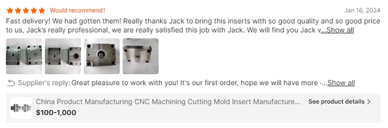 CNC Machined Mold Insert H13 Tool Steel with HRC 48-52 Hardness and +/-0.005mm Tolerance